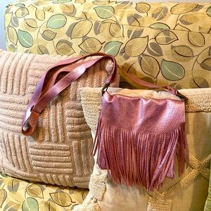Crossbody bag leather 💗 pink metallic 💗
